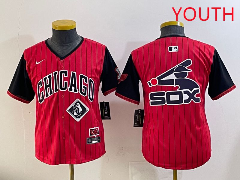 Youth Chicago White Sox Blank Red Stripe Joint Name Nike 2025 MLB Jersey style 14